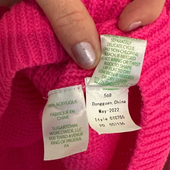 *EUC* Lilly Pulitzer Vibrant Pink Pom Pom Sweater - Picture 3 of 7